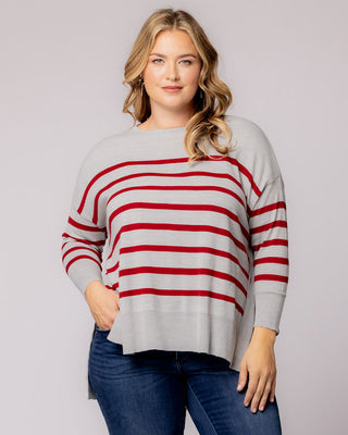 Wear Your Heart on Your Sleeve Sweater in Red Hot Stripes