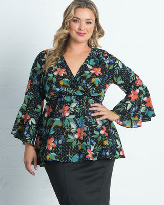 Ava Bell Sleeve Top  in Poppy Polka Dots