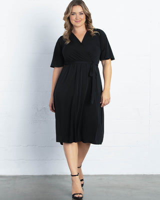 Melody Faux Wrap Dress  in Black