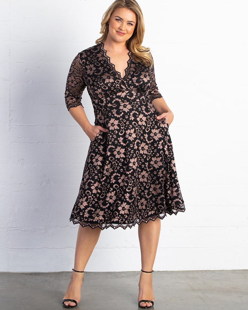 Mon Cherie Lace Dress - Plus Rose Gold / 4X Mon Cherie Lace Dress - Plus Rose Gold / 4X