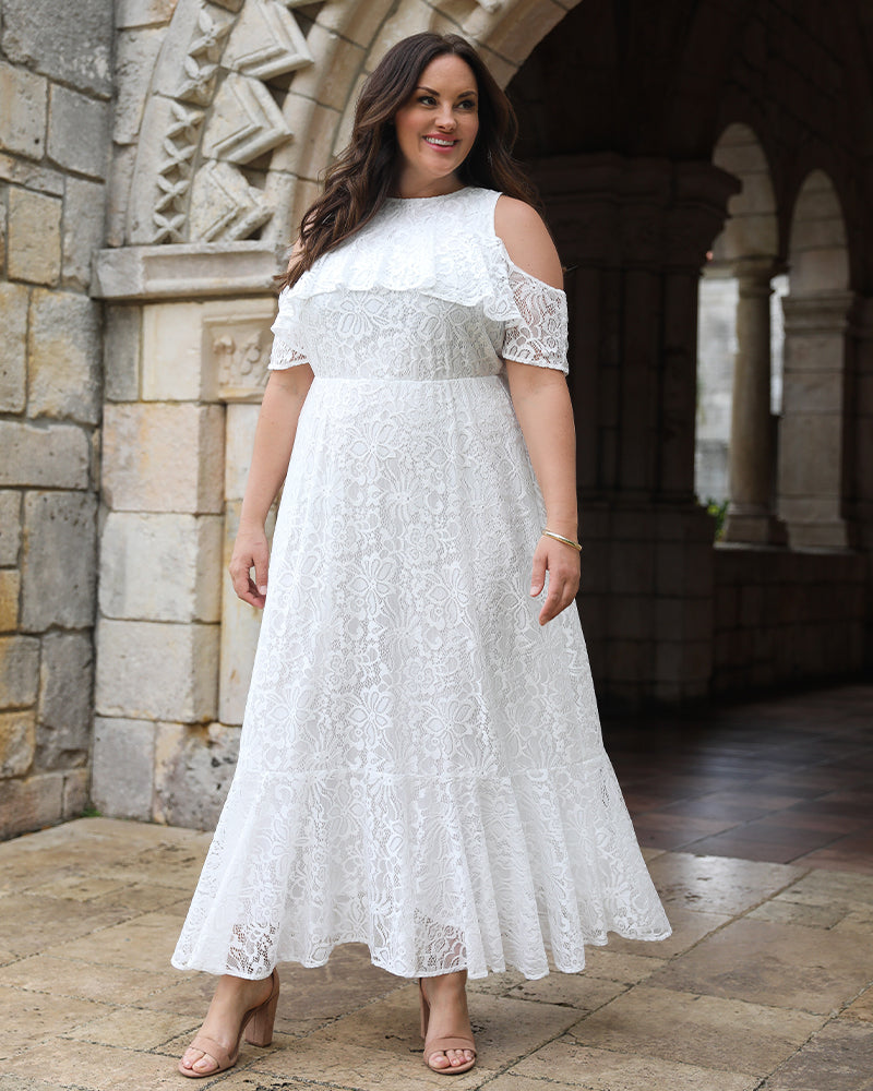 plus size lace dresses for special occasions Kiyonna Bella Dress including flowy chiffon Plus Size Short Lace Wedding