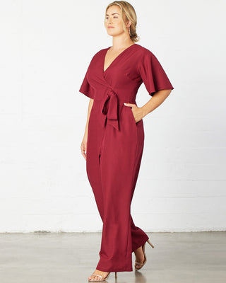 Charisma Crepe Jumpsuit  in Burgundy