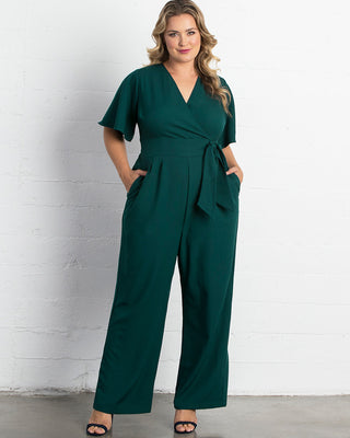 Charisma Crepe Jumpsuit  in Hunter Green