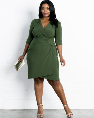 Ciara Cinch Dress in Olive