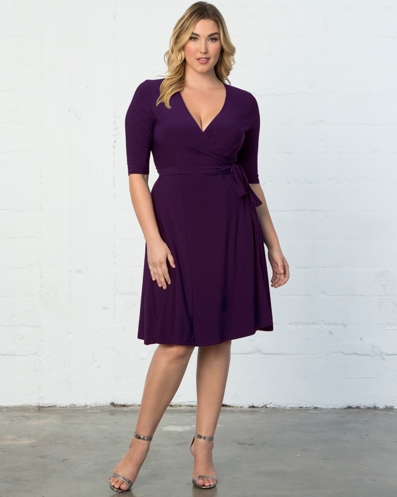 Women's Flattering Plus Size Essential Wrap Dress by Kiyonna