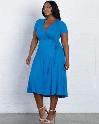 Farrah Faux Wrap Dress  in Imperial Blue