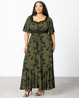 Icon Maxi Dress  in Olive Floral Impressions