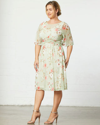 Katarina Mesh Dress  in Sage Floral Print