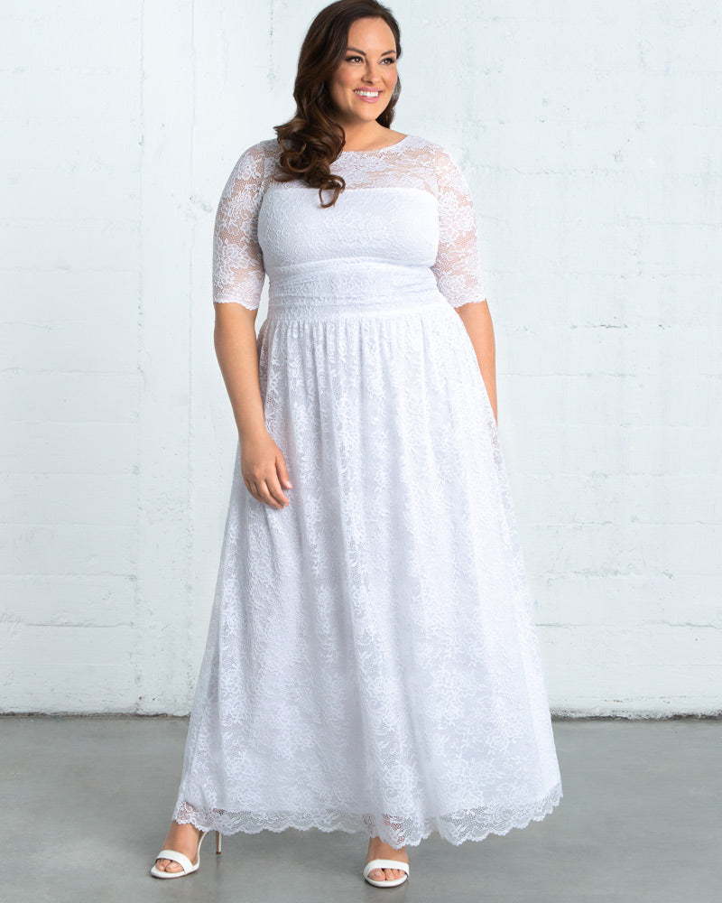 Kiyonna Womens Plus Size Lace Illusion Gown - Ivory Kiyonna Womens Plus Size Lace Illusion Gown - Ivory