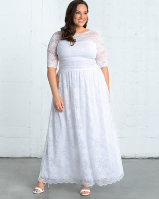 Lace Illusion Wedding Gown  in White