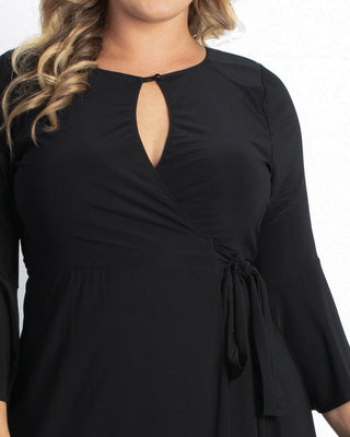 Legacy Keyhole Wrap Dress in Black Noir