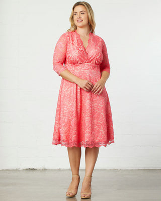 Mademoiselle Lace Cocktail Dress  in Coral