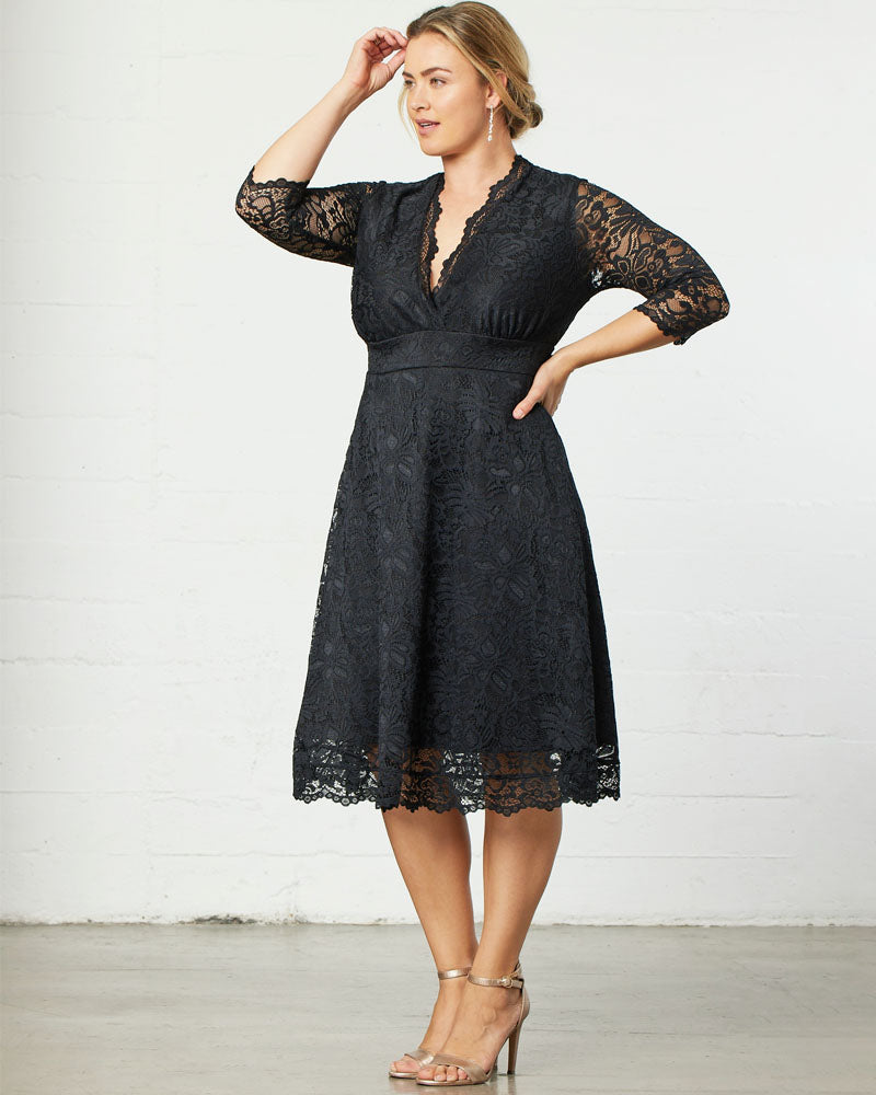 Mademoiselle Lace Cocktail Dress - Plus Onyx / 3X Mademoiselle Lace Cocktail Dress - Plus Onyx / 3X