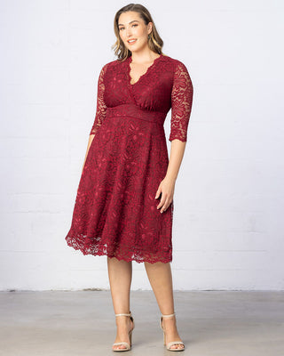 Mademoiselle Lace Cocktail Dress  in Pinot Noir