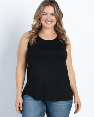 Relaxed Scoopneck Tank  in Black