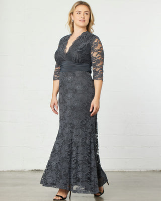 Screen Siren Lace Evening Gown  in Twilight Grey