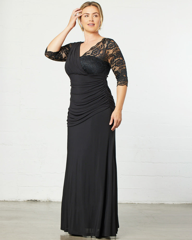 Kiyonna Plus Size Soiree Draped Evening Gown - Violet Noir Kiyonna Plus Size Soiree Draped Evening Gown - Violet Noir