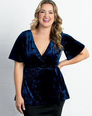 Velvet Vixen Wrap Top in Sapphire