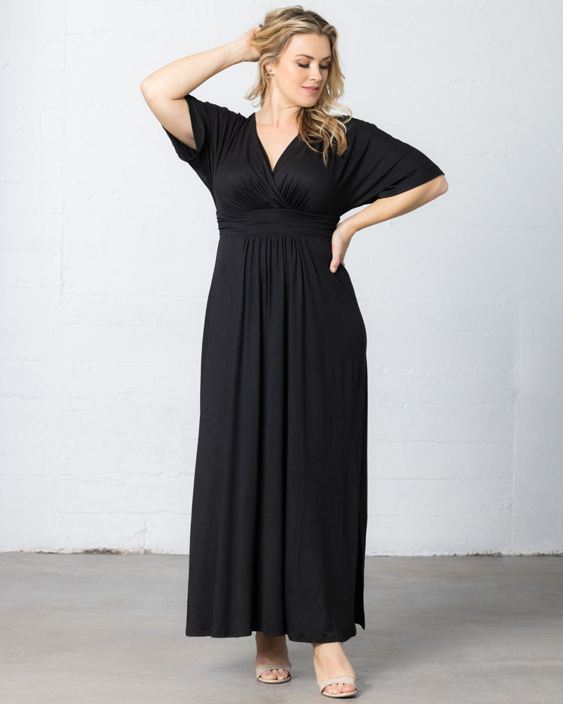 Plus Size Vienna Long Maxi Dress with Sleeves | Kiyonna