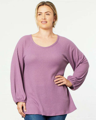 Whimsical Waffle Soft Knit Top  in Dusty Lilac