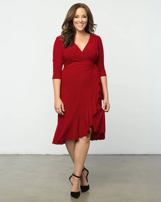 Whimsy Wrap Dress in Tomato Red