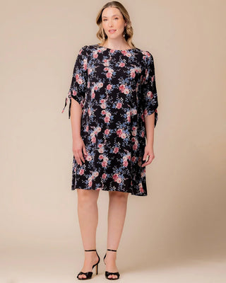 Manhattan A-Line Shift Dress in Black Floral Print
