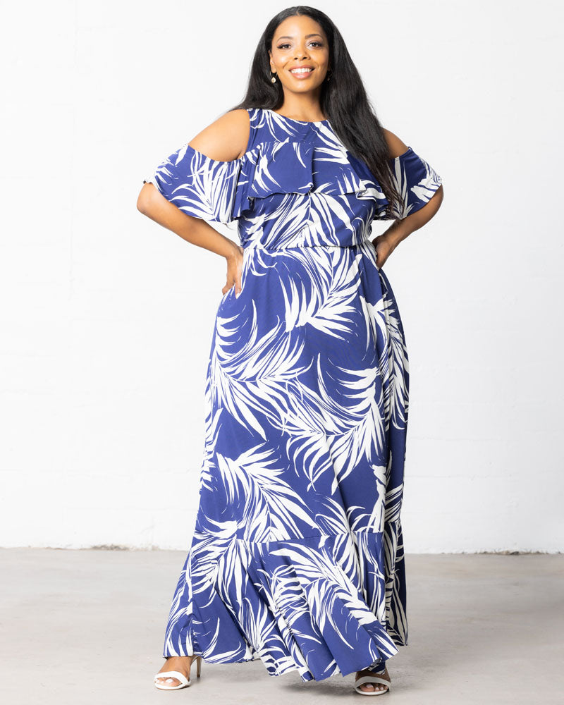 Plus size cold shoulder maxi dresses Clearance