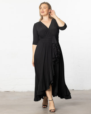 Veronica Ruffled Evening Gown in Onyx