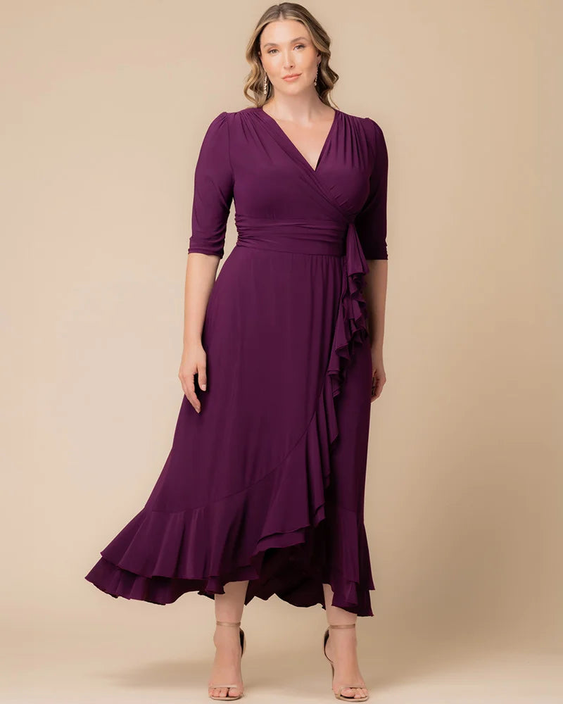 Plus Size Veronica Ruffled Evening Gown - Kiyonna Plus Size Veronica Ruffled Evening Gown - Kiyonna