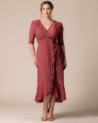 Veronica Ruffled Evening Gown in Rosy Sunset