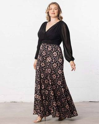 Mon Tresor Lace Evening Gown in Rose Gold Lace