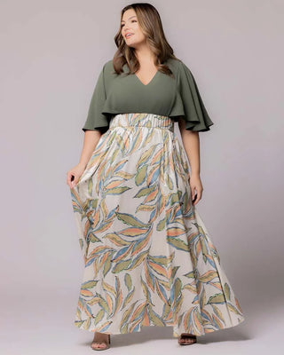 Avisa A-Line Evening Gown - Sale! in Artful Leaves