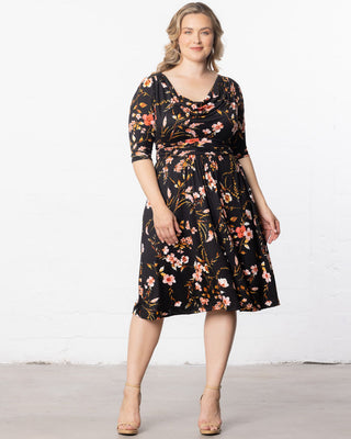 Heather Cowl Neck Dress in Midnight Garden