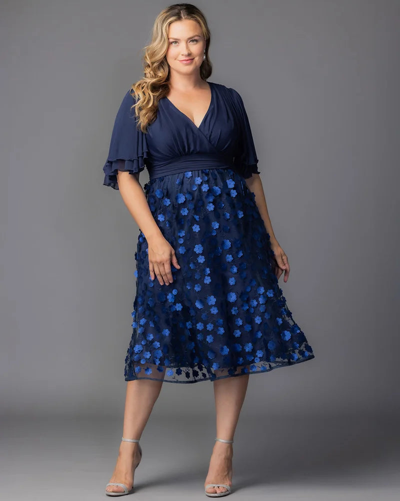 Kiyonna Plus Size Pretty Petals Mesh Cocktail Dress