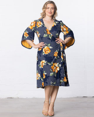 Gemini Wrap Dress in Amber Blossom Print