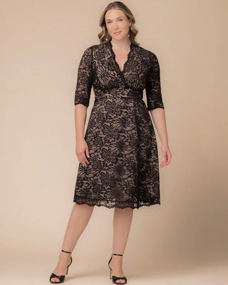 Mademoiselle Lace Cocktail Dress in Black and Nude