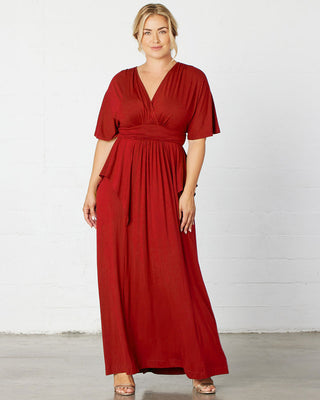 Indie Flair Maxi Dress in Tomato Red