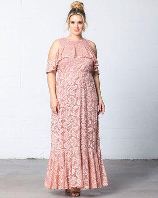 Riviera Lace Evening Gown  in Blush