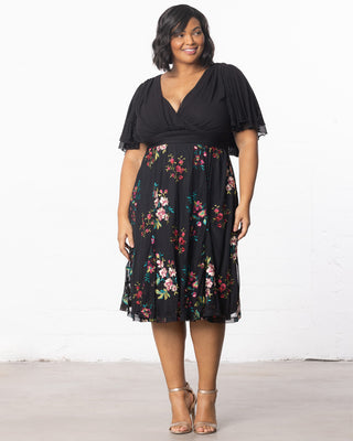 Lillian Embroidered Cocktail Dress in Onyx