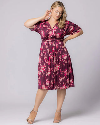 Gia Midi Dress in Shimmering Sangria Blooms