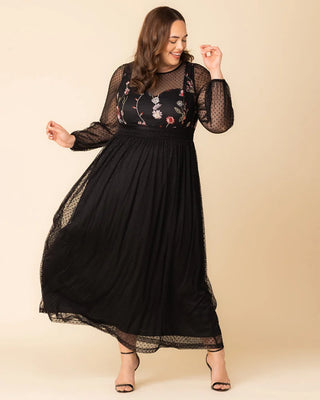Mystique Mixed Media Evening Gown in Bordeaux Blooms