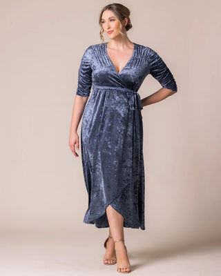 Cara Velvet Wrap Gown in Deep Frost