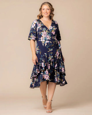 Miranda Wrap Dress in Navy Romantic Florals