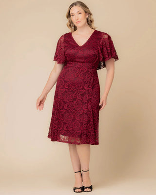 Camille Lace Cocktail Dress in Burgundy Wine