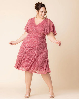 Camille Lace Cocktail Dress in Rose Pink
