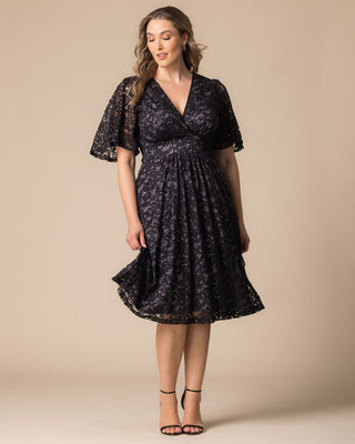 Starry Sequined Lace Cocktail Dress in Storm Grey