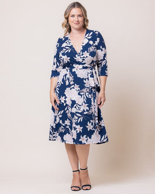 Signature Print Wrap Dress in Navy Lily Peony Print
