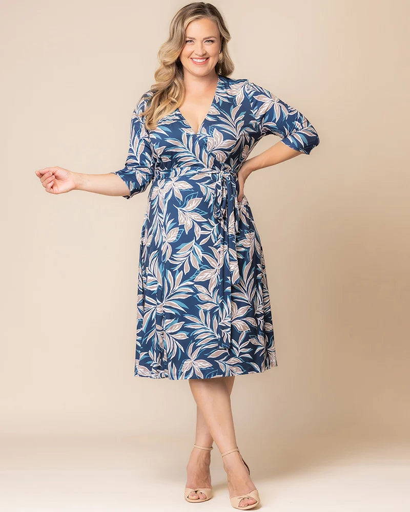 Kiyonna Plus Size Signature Print Wrap Dress