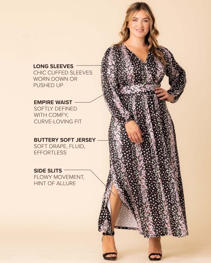 Kiyonna Plus Size Kelsey Long Sleeve Maxi Dress