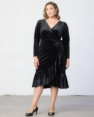 Viola Velvet Wrap Dress in Onyx